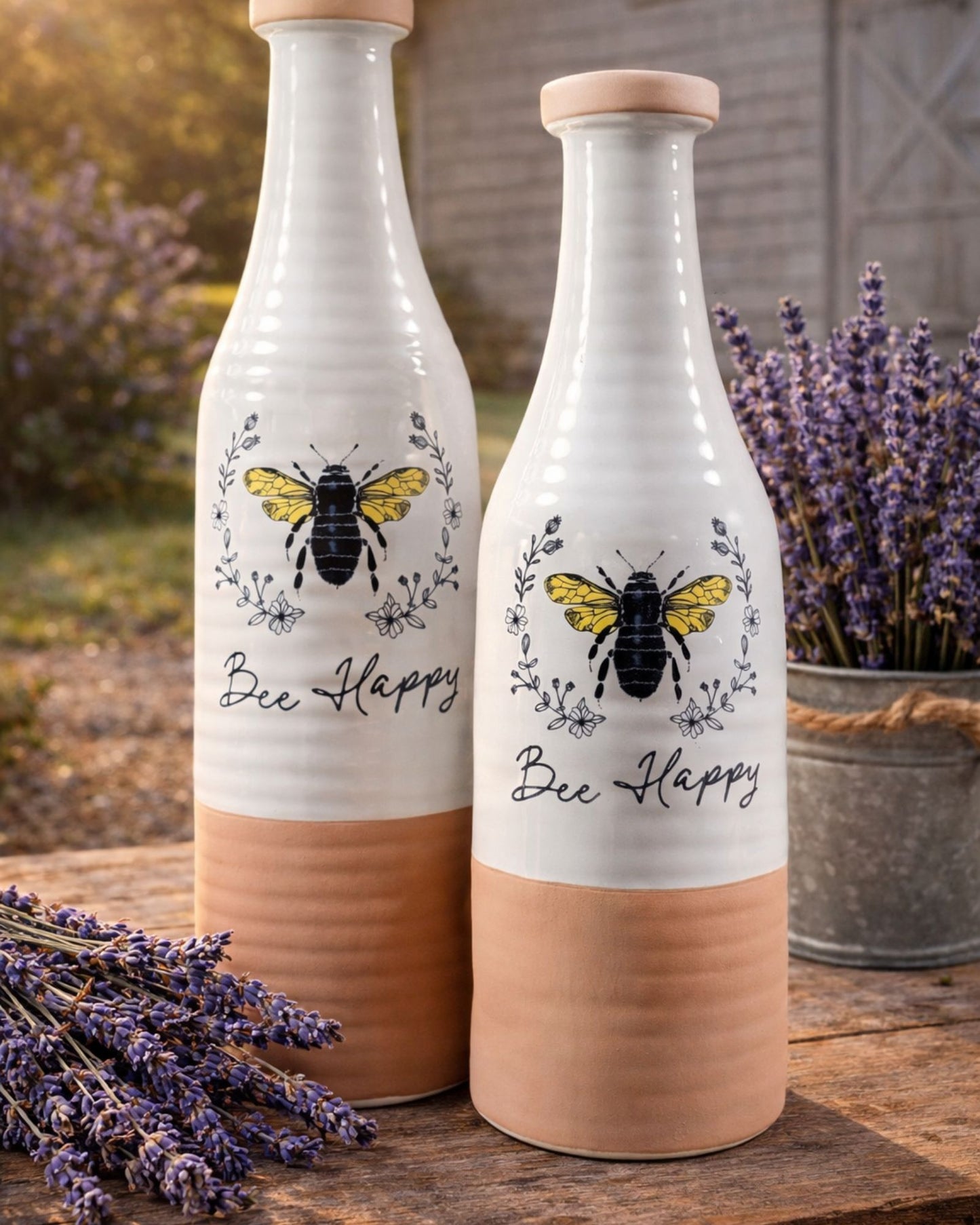 Bee Happy Ceramic Vases
